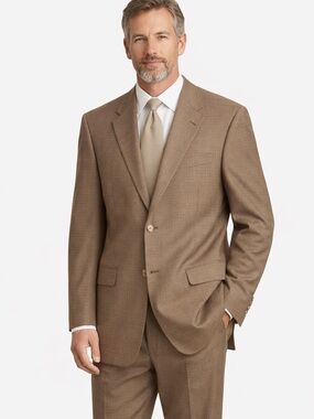 Mens Brown Blazer Vintage Luxe Tailored Wool Sport Coat L